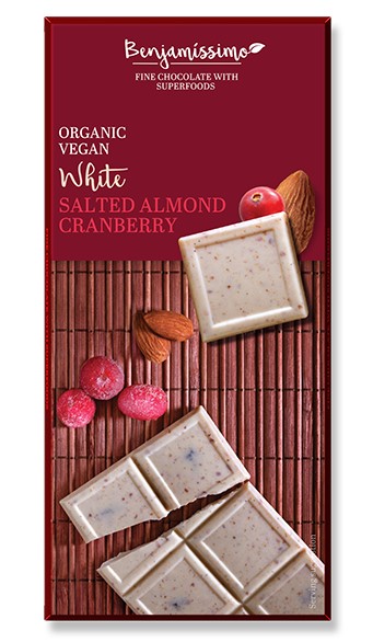 Benjamin, White Chocolate Salted Almonds and Cranberries, 70g