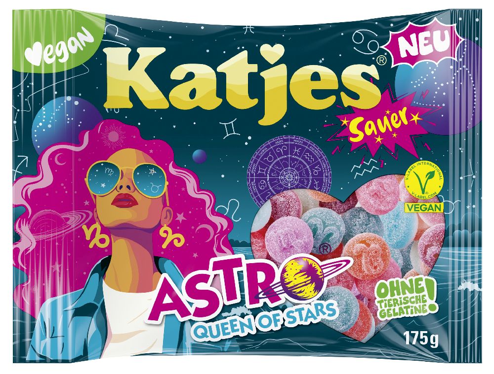 Katjes, Astro Queen of Stars - Fruity & Sour Gummies, 175g