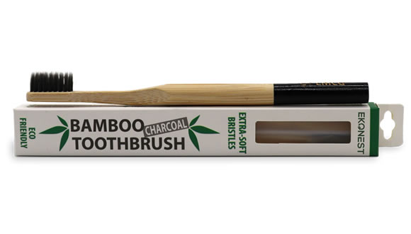 EkoNest, Bamboo Toothbrush: Charcoal Edition (extra-soft)