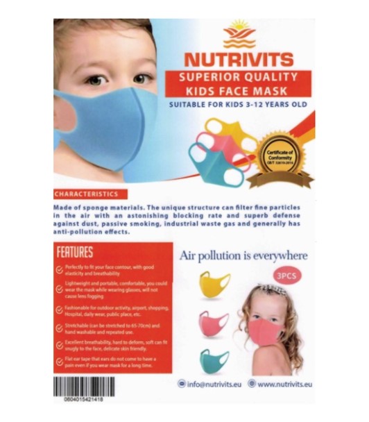 Nutrivits, Kids Face Mask Superior, 3pcs