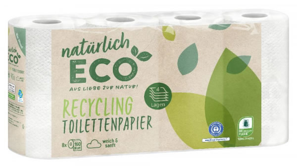 Recycling Toilet Paper 4-ply, 8 Rolls