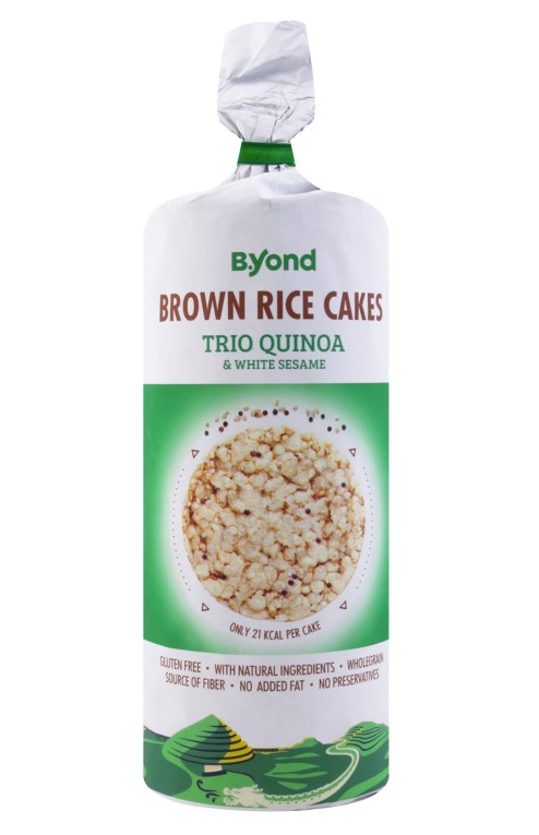 B.Yond, Wholegrain Brown Rice Cakes Trio Quinoa & White Sesam, 100g