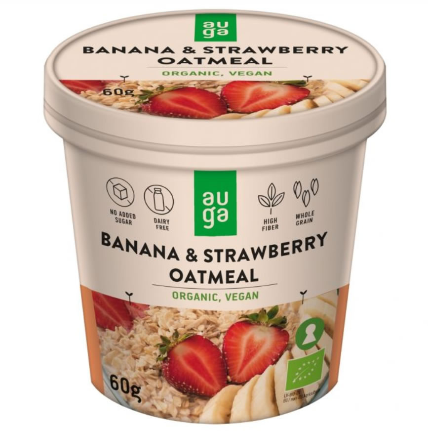Auga, Banana & Strawberry Oatmeal, 60g