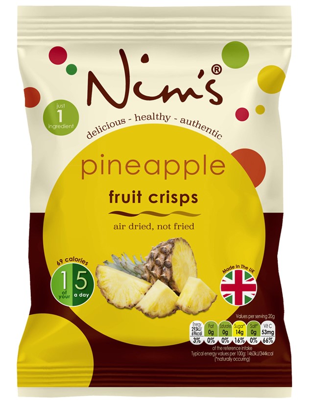 Nim’s, Air Dried Pineapple Crisps, 20g
