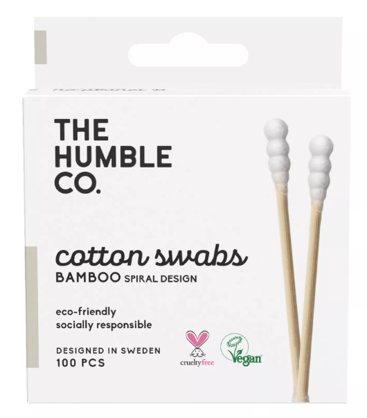 Natural Cotton Swabs Bamboo Spiral - White, 100pcs