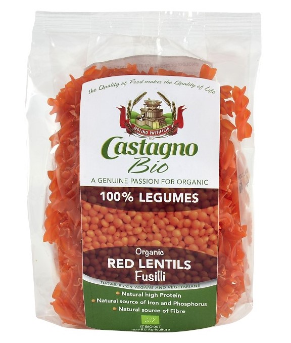 Castagno, Red Lentils Fusilli Pasta, 250g