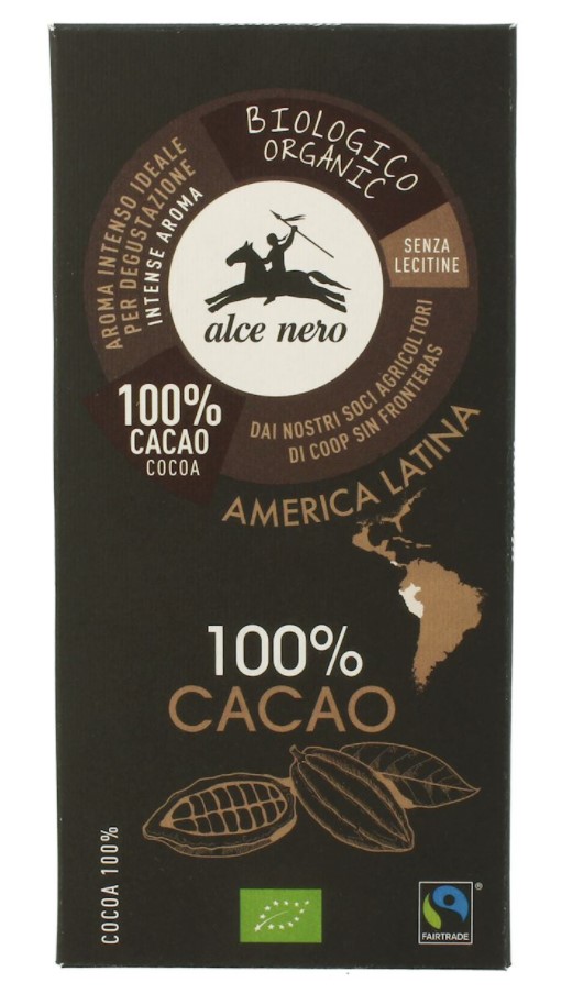 Alce Nero, Dark Chocolate 100% Cocoa, 50g