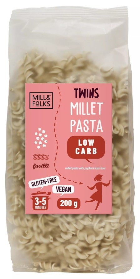 Mill & Folks, Low Carb Millet Pasta Fusilli, 200g