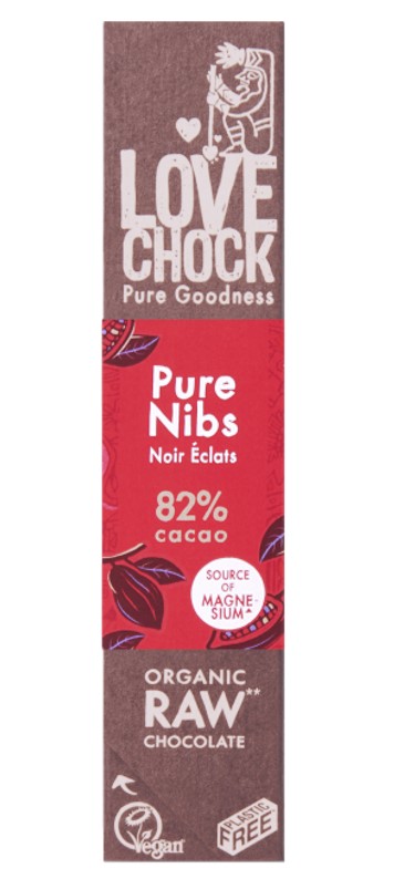 Love Chock, Pure Nibs Raw Chocolate, 40g