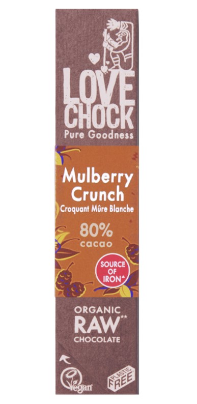 Love Chock, Mulberry Crunch Raw Chocolate, 40g