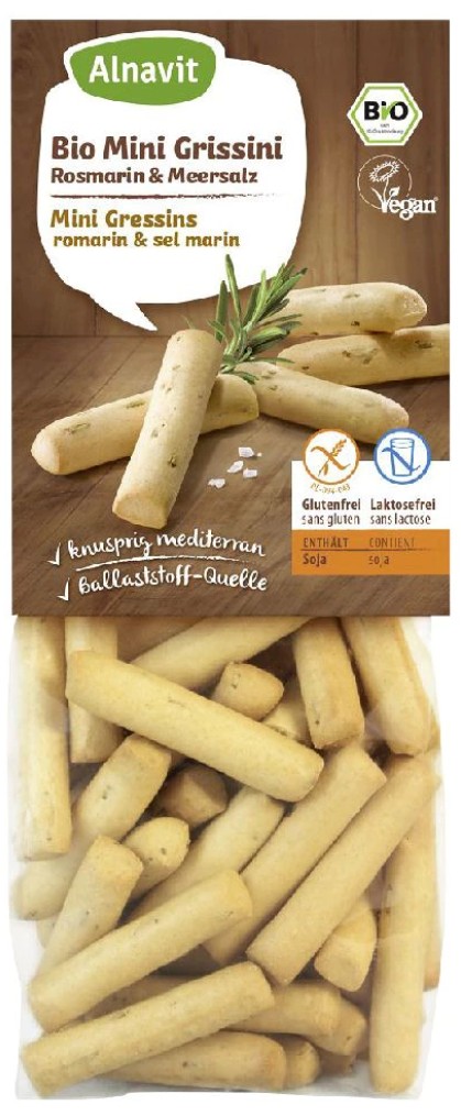 Alnavit, Mini Grissini Rosemary & Sea Salt, 100g