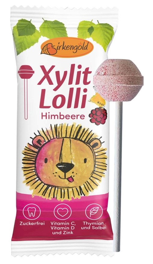 Birkengold, Raspberry Lollipop with Vitamins, 6g