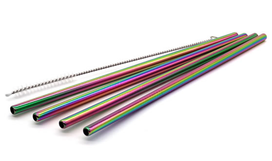 Stainless Steel Straws: Mermaid (rainbow - box set of 4)