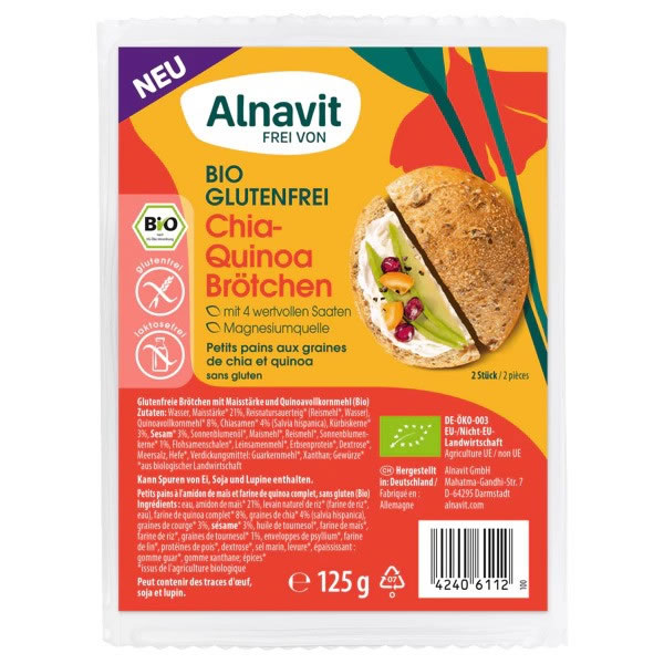 Alnavit, Chia Quinoa Bread Rolls, 125g