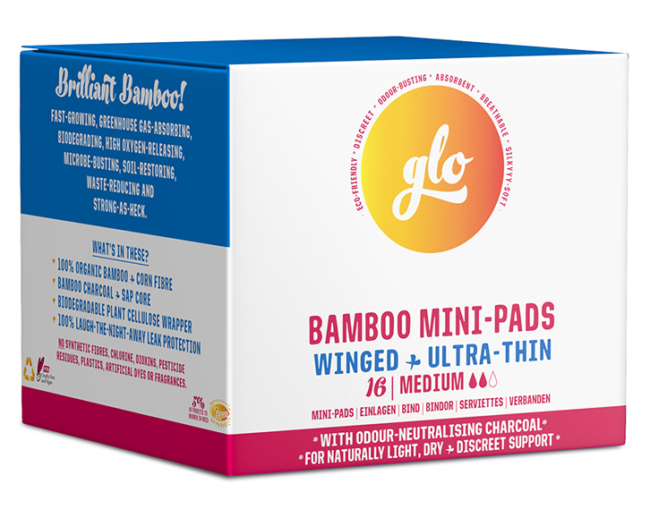 FLO, Bamboo Mini-Pads with Wings for Sensitive Bladder, 16 pads