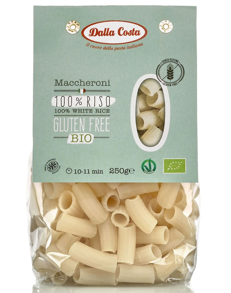 Dalla Costa, White Rice Maccheroni Pasta, 250g