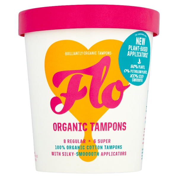 FLO, Eco-Applicator Regular+Super Organic Tampons, 14s