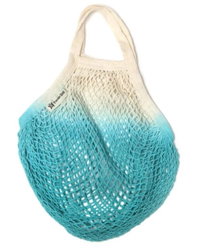 Dip Dye Short Handled Organic Cotton String Bag - Turquoise