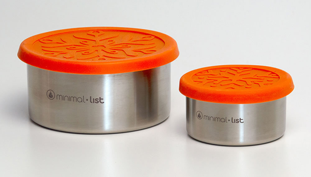 Minimal List, Set of 2 Stainless Steel Round Containers, 220ml & 770ml